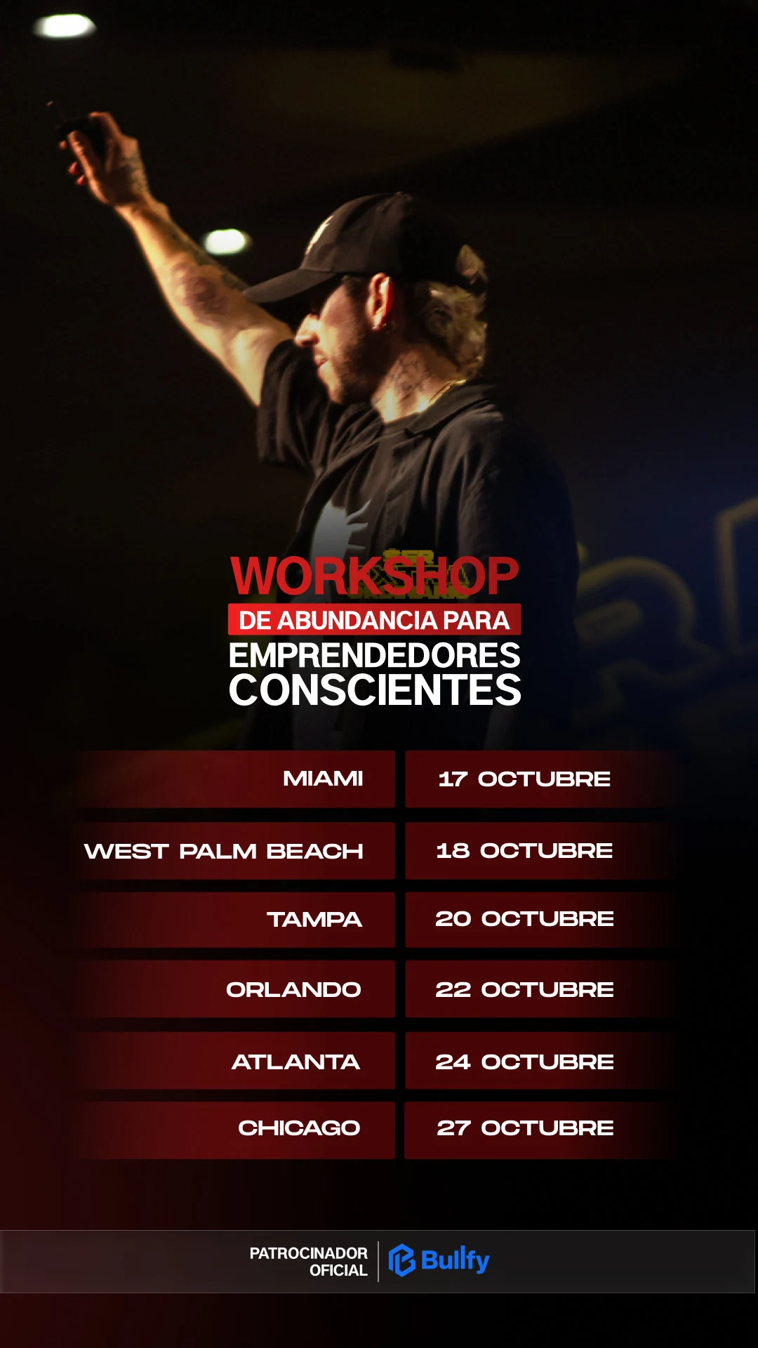 Workshop de Abundancia para Emprendedores Conscientes · Gira USA · Miami, West Palm Beach, Tampa, Orlando, Atlanta y Chicago · del 17 al 27 de octubre