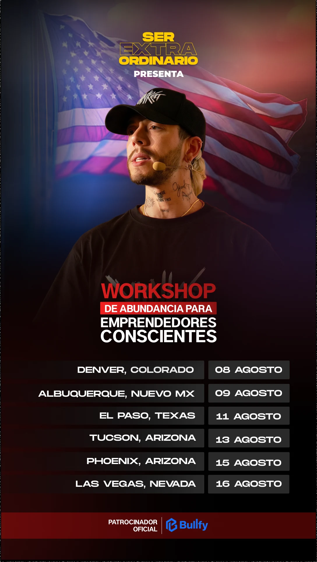 Workshop de Abundancia para Emprendedores Conscientes · Gira USA · del 8 al 16 de agosto